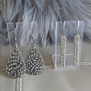 Two Elegant Silver Dangle Earrings Set